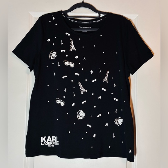 Karl Lagerfeld | Parisian Motif Tee in Black and White Size M/L - Picture 3 of 6